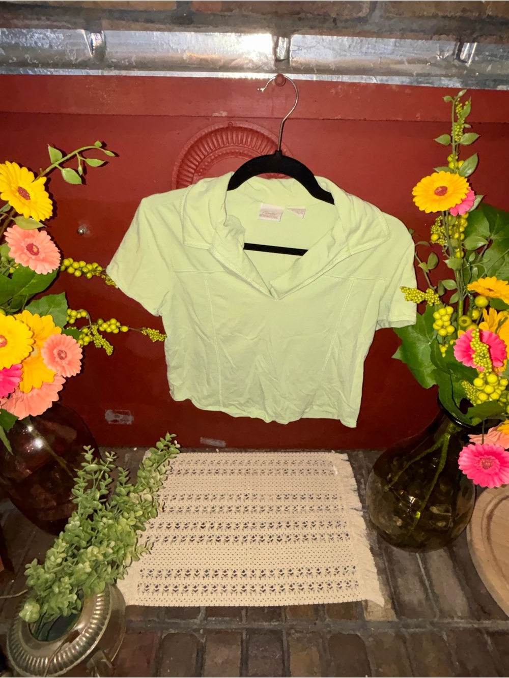 Light Green Cropped Polo Tee for Women